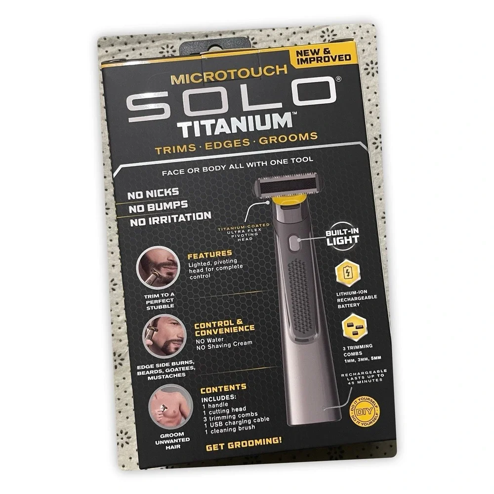 Micro‎ Touch Solo Titanium Grooming Trimmer for Men, Dual-sided Blades